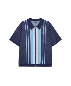 画像1: SPLR / Stripe Zip Knit Polo (1)