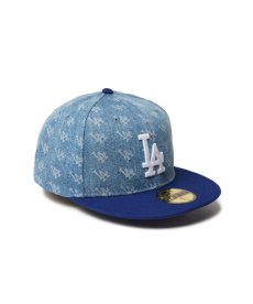 画像1: NEW ERA / 59FIFTY Denim Monogram ロサンゼルス・ドジャース ウォッシュドデニム ダークロイヤルバイザー (1)