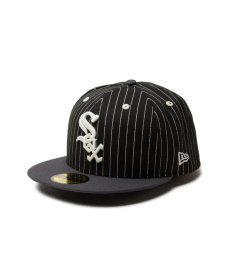 画像1: NEW ERA / 59FIFTY Pinstripe シカゴ・ホワイトソックス ブラック ダークグラファイトバイザー (1)