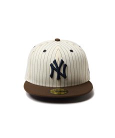 画像2: NEW ERA / 59FIFTY Pinstripe ニューヨーク・ヤンキース クローム ウォルナットバイザー (2)