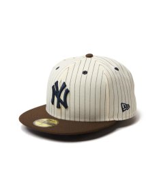 画像1: NEW ERA / 59FIFTY Pinstripe ニューヨーク・ヤンキース クローム ウォルナットバイザー (1)