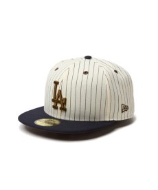 画像1: NEW ERA / 59FIFTY Pinstripe ロサンゼルス・ドジャース クローム ネイビーバイザー (1)