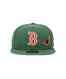 画像1:  NEW ERA × FELT Boston Red Sox - 59FIFTY BUTTERFLY GARDEN GREEN (1)