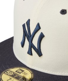 画像7: NEW ERA / 59FIFTY MLB Wool Visor ニューヨーク・ヤンキース クローム ネイビーバイザー (7)