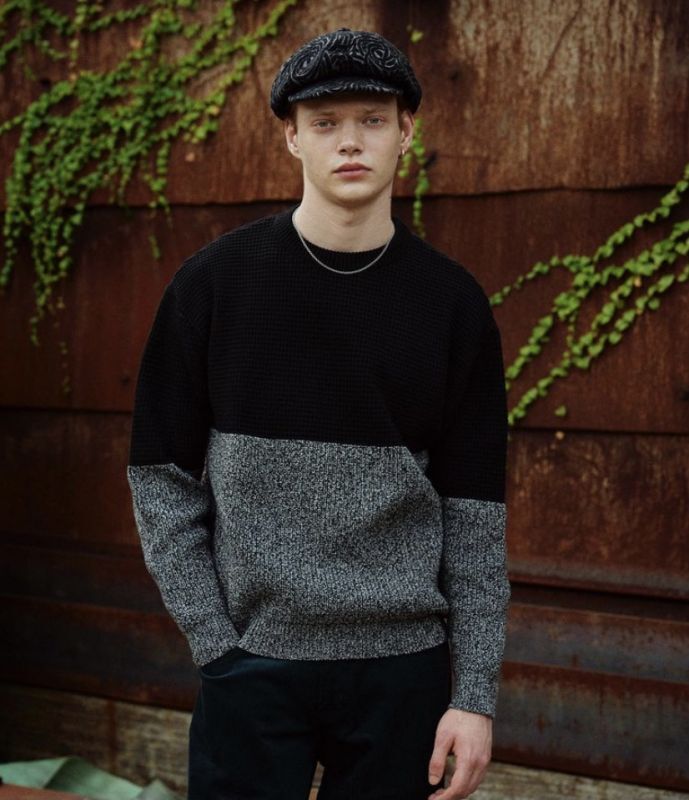 CALEE(キャリー) ニットセーター 20AW072 Two tone crew neck knit ...